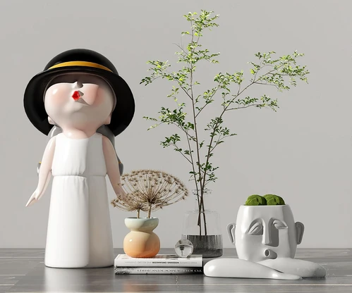 现代花瓶人物雕塑摆件3d模型
