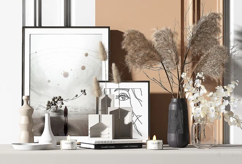 现代花瓶干花饰品摆件3d模型