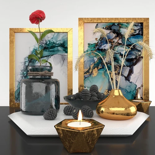 现代插花花瓶烛台灯摆件3d模型