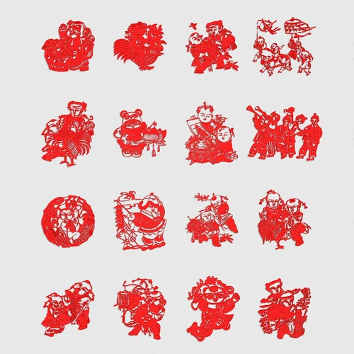 新中式剪纸剪影挂件3d模型
