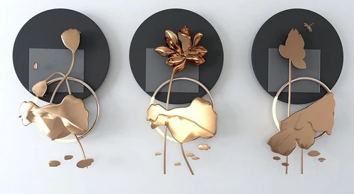 新中式金属莲花墙饰挂件3d模型