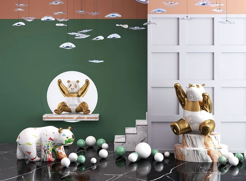 现代熊猫雕塑3d模型