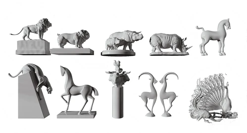 现代动物雕塑摆件3d模型