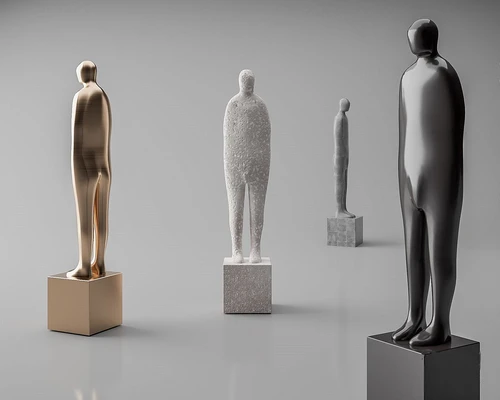 现代金属人物雕塑3d模型