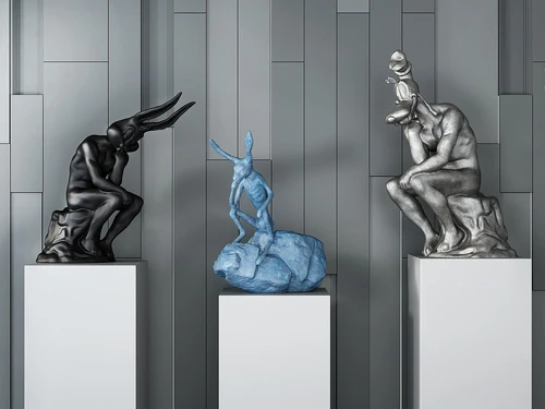 现代卡通人偶雕塑3d模型