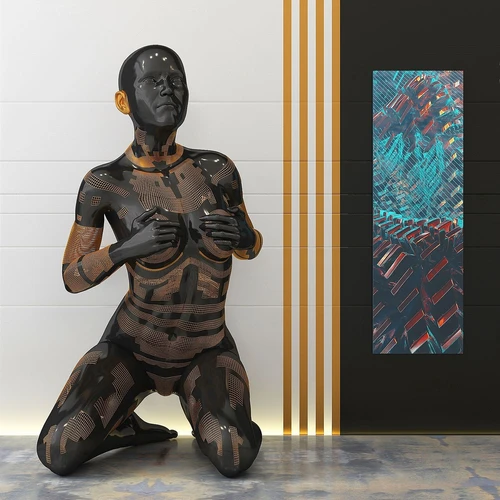 现代艺术人物雕塑摆件3d模型