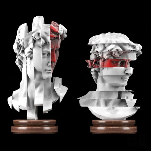 现代抽象人物雕塑摆件3d模型