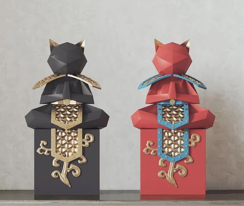 新中式禅意招财猫雕塑3d模型