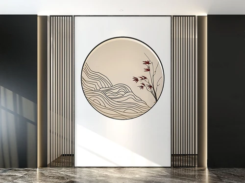 新中式禅意背景墙3d模型