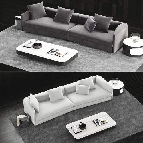 Minotti 现代布艺多人沙发茶几组合