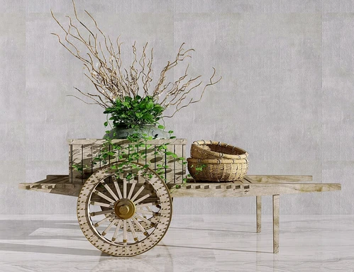 自然风农用手推车园艺小品