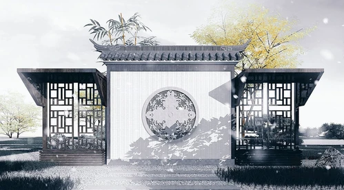 中式影壁墙景观墙