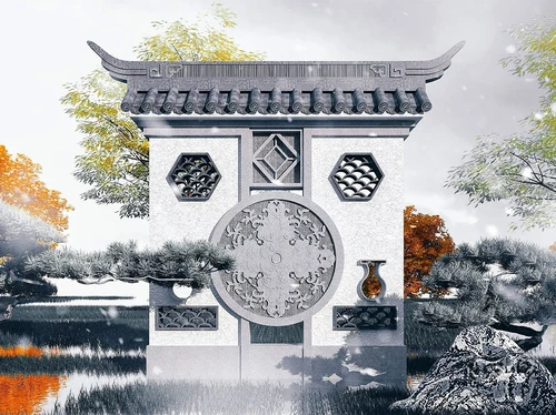 中式影壁墙景观墙