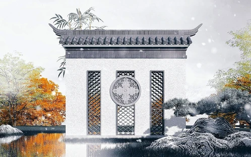 中式影壁墙景观墙