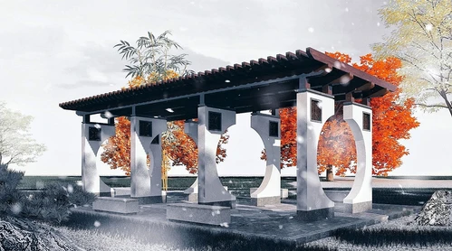 中式长廊廊架花架