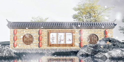 中式影壁墙景观墙
