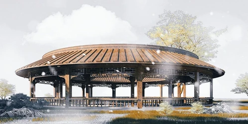 中式古建圆形回廊