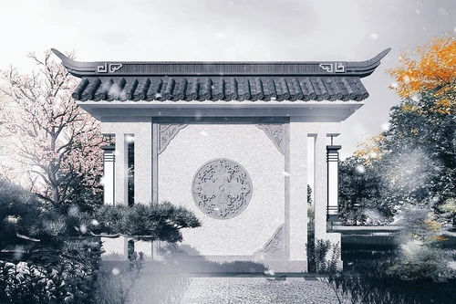 中式园林影壁墙景观墙