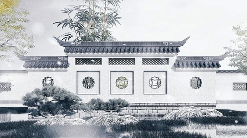 中式徽派园林景观墙