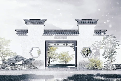 中式徽派古建景观大门