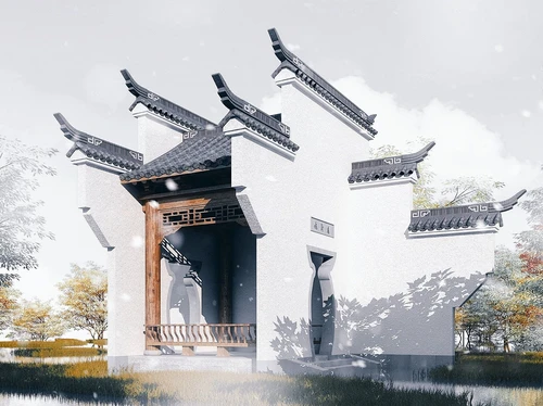 中式徽派古建景观亭
