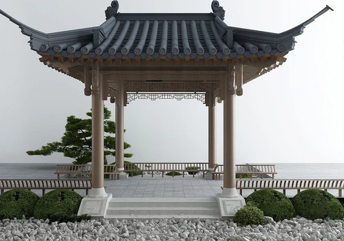 中式庭院古亭建筑