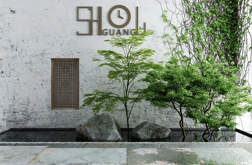 新中式爬藤水池水景小品