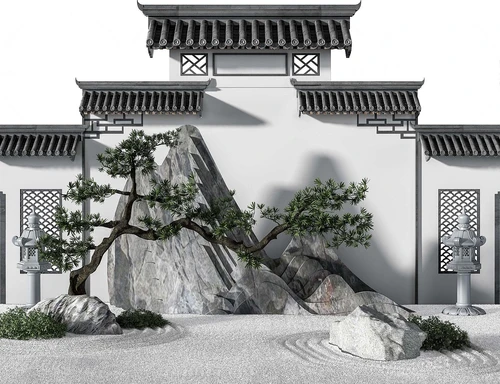 新中式马头墙景观小品