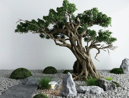 新中式大树山石景观小品