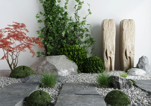 新中式绿植山石园艺小品