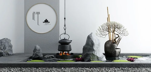 新中式荷花池水景小品