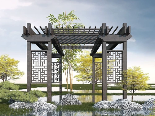 新中式花架廊架