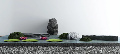 新中式荷花池水景小品