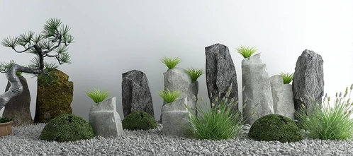 新中式松树山石景观小品