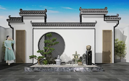 新中式景观墙假山园艺小品