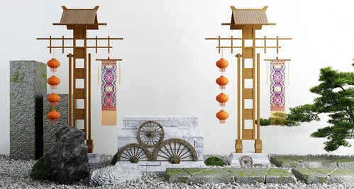 新中式山石景观小品