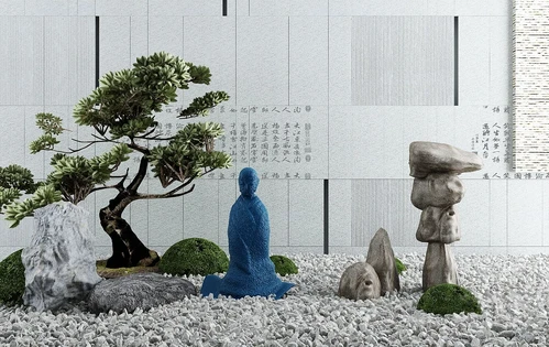 新中式佛像雕塑石块景观小品