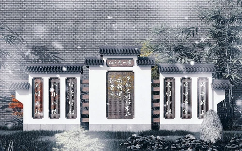 新中式古建景观墙宣传栏