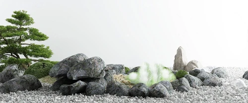 新中式松树山石景观小品