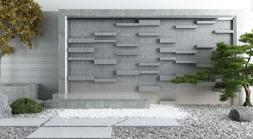 新中式松树水景小品