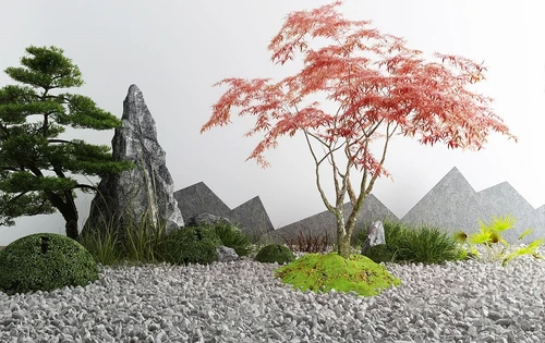 新中式松树山石景观小品