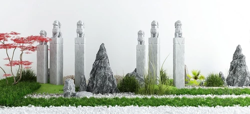 新中式金属拴马桩景观小品