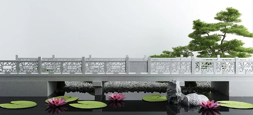 新中式石桥水景小品
