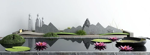 新中式假山水景小品