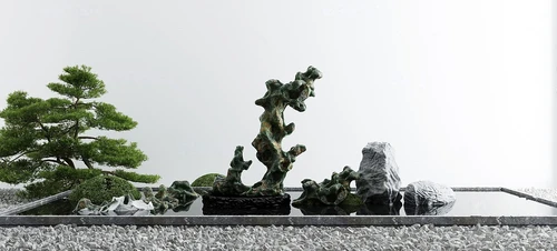 新中式抽象雕塑石头水景小品
