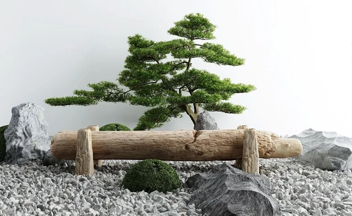 新中式枯木松树景观小品