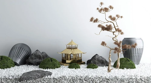 新中式枯山水景观小品