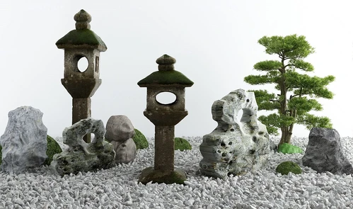 新中式松树山石景观小品