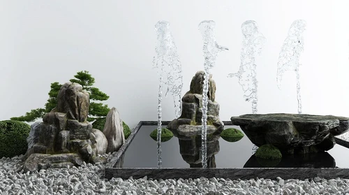 新中式假山喷泉水景小品
