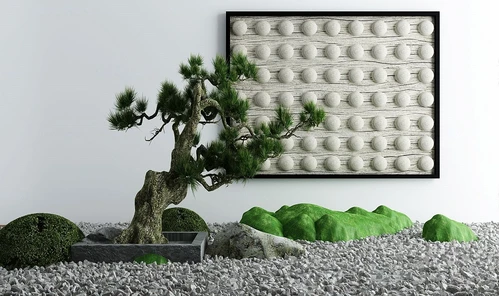新中式松树景观小品